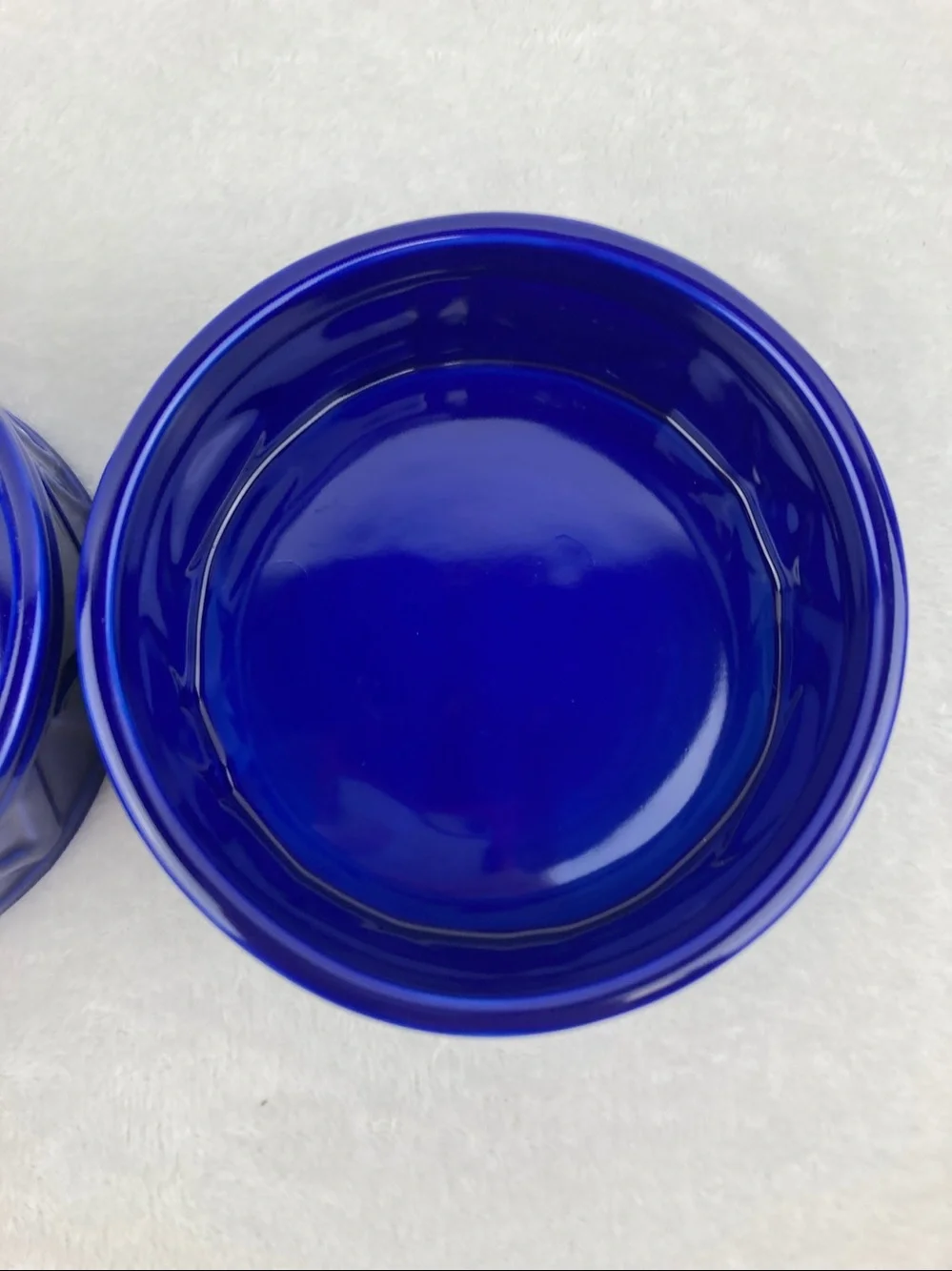 Cobalt Blue Meow Kitty Food Dishes Set of 2, 4.75” x 2”